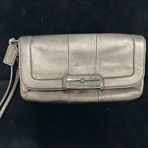 Silver Pewter Coach Wristlet Purse